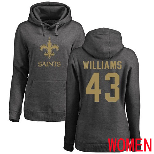 New Orleans Saints Ash Women Marcus Williams One Color NFL Football #43 Pullover Hoodie Sweatshirts